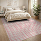 Geometric Modern Pink Checkered Washable Area Rug