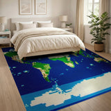Retro Pixel World Map Area Rug