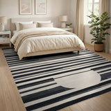 Geometric Modern Stripe Modern Black White Geometric Stripe Area Rug