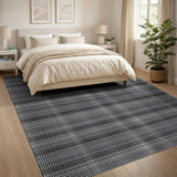 Black White Geometric Grid Area Rug