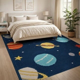 Kids Space Planets Cartoon Area Rug