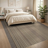 Brown Tan Woven Plaid Area Rug