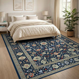 Multi-color and Patterns Navy Persian Floral Area Rug