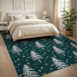 Snowy Pine Woodland Area Rug
