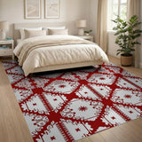 Red Bold Red Geometric Southwestern Area Rug