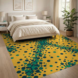 Vibrant Yellow Green Polka Dot Area Rug