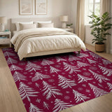Red Fir Tree Snowflakes Pattern Area Rug