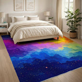 Cosmic Rainbow Galaxy Pixel Area Rug