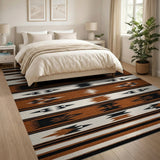 Southwestern Brown Tan Geometric Stripe Rug