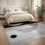 Beige and Neutral Abstract Geometric Modern Area Rug in Neutral Tones