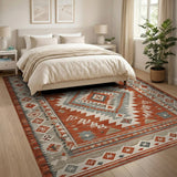 Red Terracotta Diamond Southwestern Area Rug
