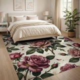 Pink Floral Vintage Pink Roses Floral Area Rug