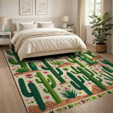 Southwestern Desert Cactus Garden Rug