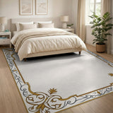 Elegant Gold Ornate Persian Border Rug