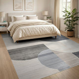 Abstract Geometric Neutral Geometric Modern Area Rug