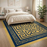 Gold Navy Labyrinth Heritage Tribal Rug