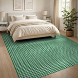 Geometric Modern Green White Gingham Checkered Area Rug