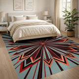 Multi-color and Patterns Teal Starburst Geometric Area Rug