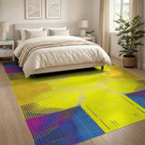 Radiant Yellow Sunburst Multi-Color Geometric Rug