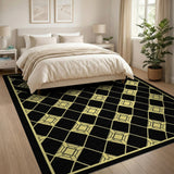 Gold Geometric Diamond Pattern Area Rug