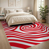 Swirl Bold Red Swirl Abstract Area Rug