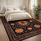 Orange Pumpkin Mandala Area Rug