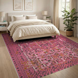 Vibrant Pink Geometric Abstract Area Rug