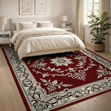 Traditional Persian Red Ornate Floral Medallion Persian Rug