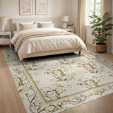 Elegant Beige Floral Swirl Vintage Area Rug