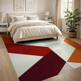 Bold Red and Orange Geometric Modern Area Rug