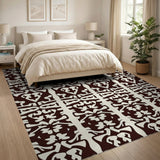 Intricate Tribal Motif Beige Area Rug