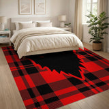 Spooky Ghost Red Black Plaid Area Rug