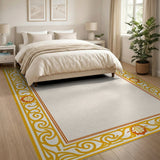 Ornate Gold Scroll Border Area Rug