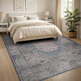 Blue and Teal Vintage Blue Persian Medallion Area Rug