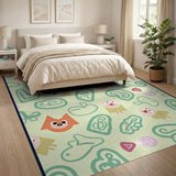 Playful Cartoon Fox and Critter Kids Area Rug