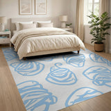 Playful Light Blue Swirling Shells Area Rug