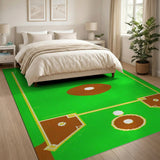 Pixelated Baseball Field Area Rug
