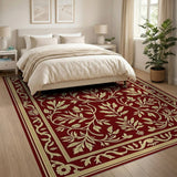 Ornate Red Gold Leaf Persian Area Rug