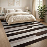 Grey Modern Grey Geometric Block Rug