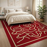 Elegant Red Persian Rose Area Rug