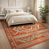 Orange Southwestern Geometric Medallion Rug