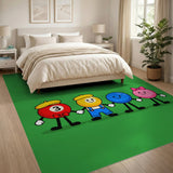 Playful Cartoon Pool Balls Kids Area Rug