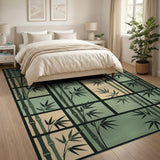 Modern Bamboo Grid Green Area Rug