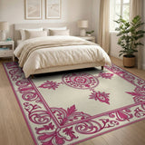 Elegant Pink Persian Medallion Traditional Persian Area Rug