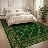 Emerald Green Gold Trellis Area Rug