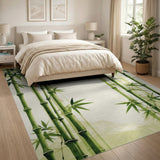 ODIKA Zen Bamboo Forest Washable Rug - Green Watercolor Low Pile Non-Slip Area Rug