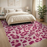 Pink Leopard Print Tufted Area Rug