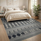 Black White Geometric Tribal No. 3 Area Rug