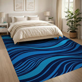 Fluid Blue Waves Area Rug