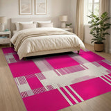 Bold Pink Stripe Geometric Area Rug
